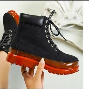 Cape Robbin Red and Black Lace-Up Boots